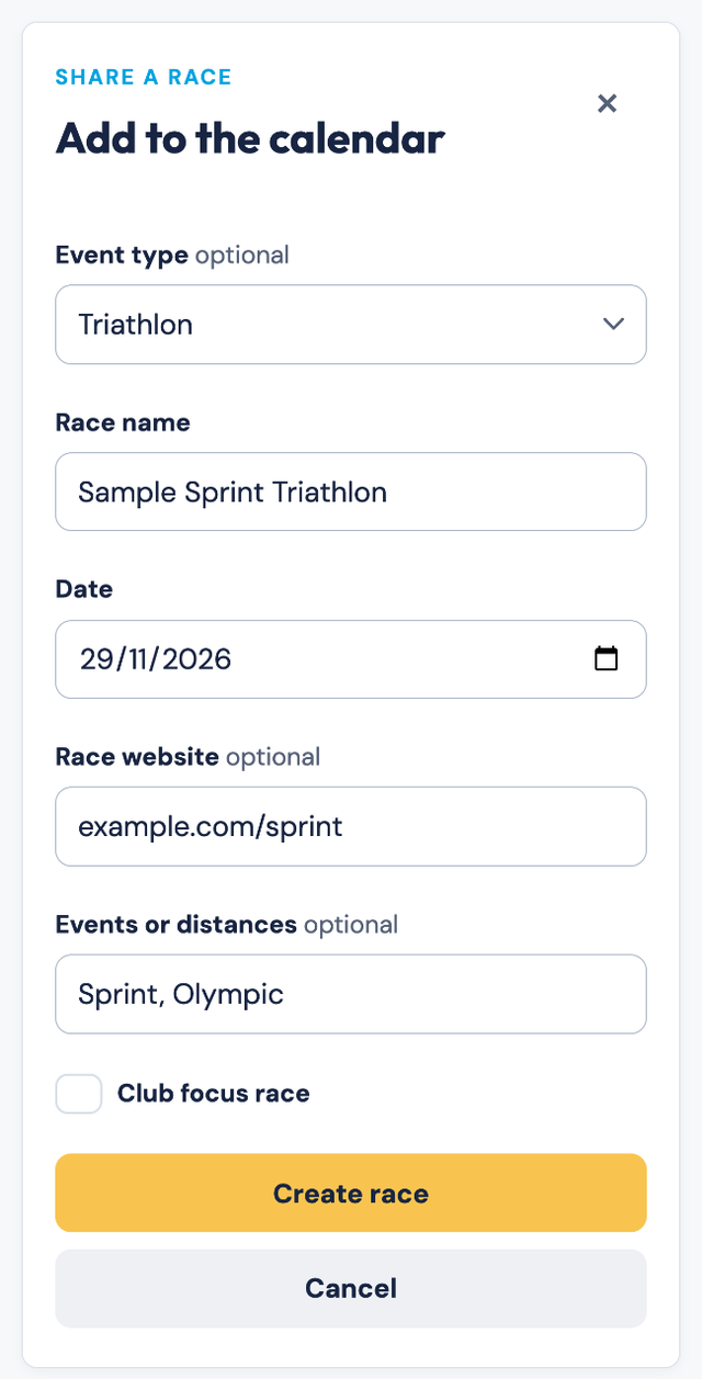 The Add to the calendar form